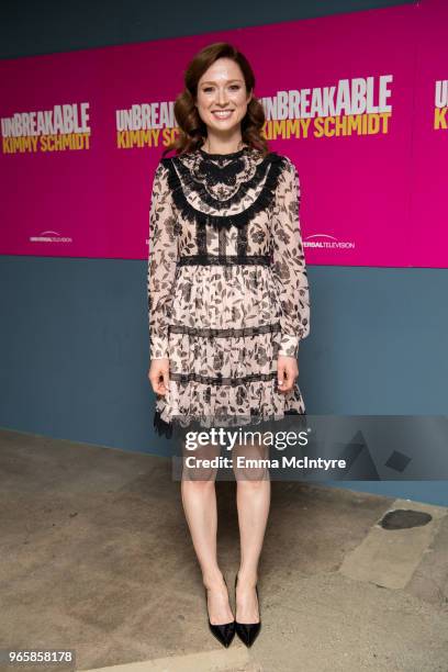 Actress Ellie Kemper attends Universal Television's FYC @ UCB "Unbreakable Kimmy Schmidt" at UCB Sunset Theater on June 1, 2018 in Los Angeles,...