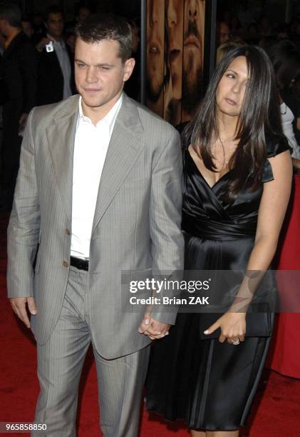 Matt Damon and Luciana Damon arrive to the New York Premiere of "The Departed" held at the Ziegfeld Theater, New York City BRIAN ZAK.