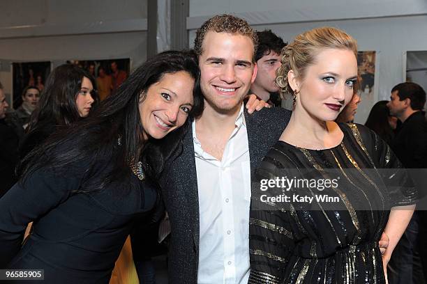 Emma Snowdon-Jones, Zev Eisenberg, and TV personality Katrina Szish attend Mercedes-Benz Fashion Week at Bryant Park on February 11, 2010 in New York...