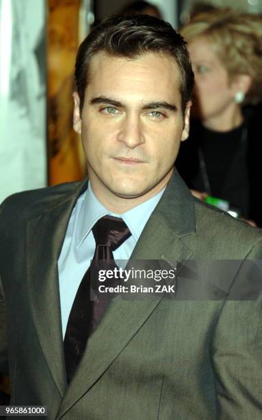 Joaquin Phoenix arrives at the premiere of the Johnny Cash biopic "Walk The Line", held at the Beacon Theatre, New York City BRIAN ZAK.