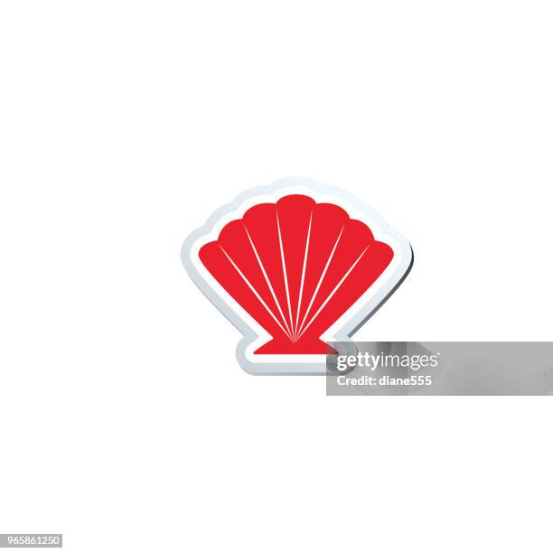 cute nautical icon - seashell - clam shells stock illustrations