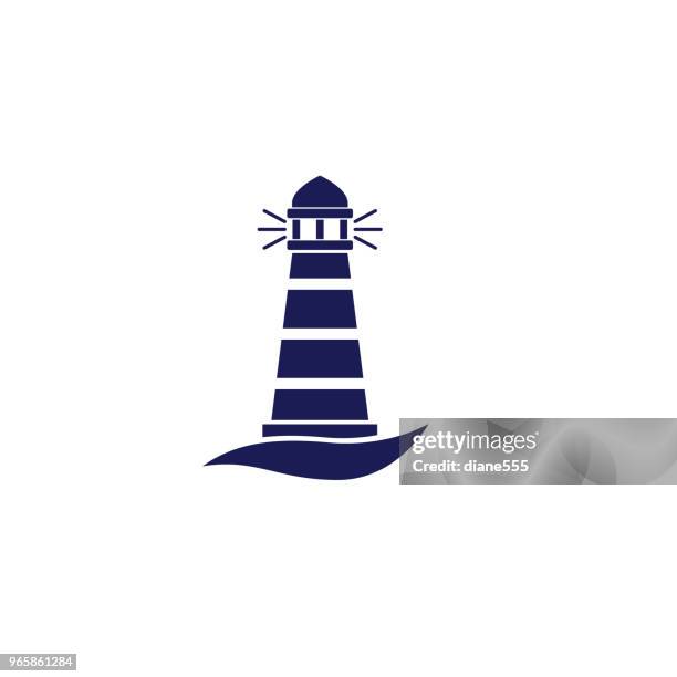niedliche nautischen leuchtturm-symbol - leuchtturm stock-grafiken, -clipart, -cartoons und -symbole