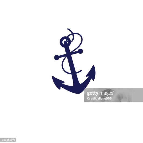 illustrazioni stock, clip art, cartoni animati e icone di tendenza di icona nautica carina - ancora - nautical vessel part