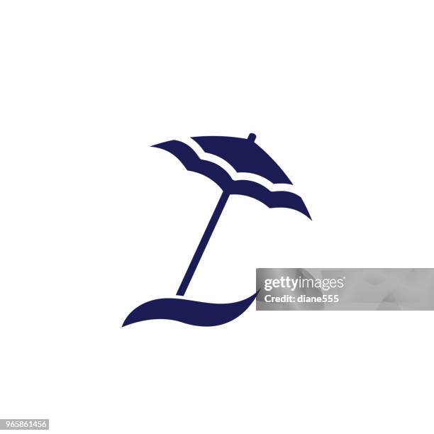 illustrazioni stock, clip art, cartoni animati e icone di tendenza di icona nautica carina - ombrellone - ombrellone da spiaggia