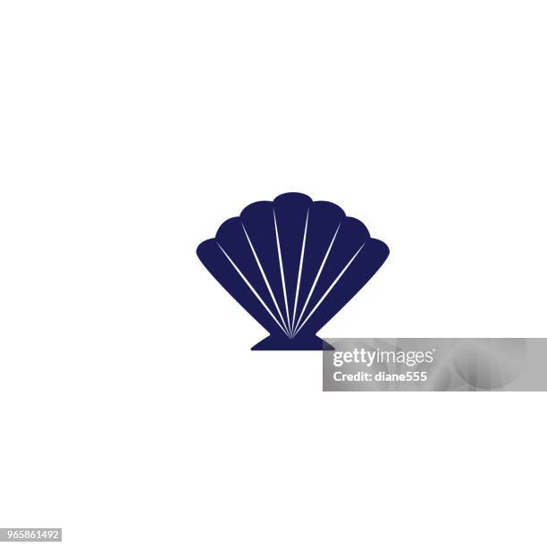 cute nautical icon - seashell - seashell stock illustrations