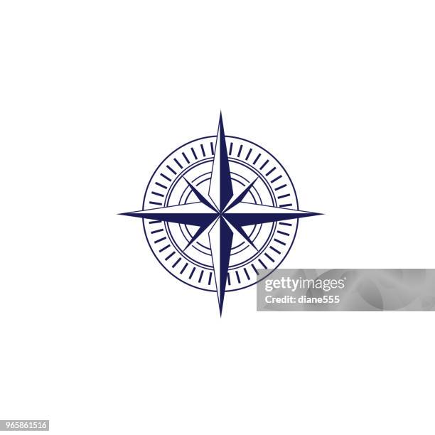 cute nautical compass rose icon - compass rose stock illustrations