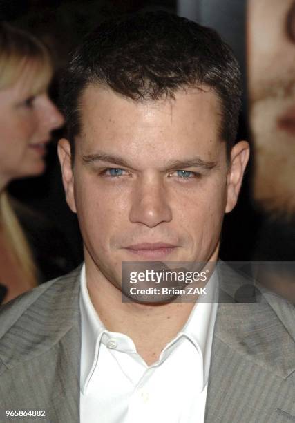 Matt Damon arrives to the New York Premiere of "The Departed" held at the Ziegfeld Theater, New York City BRIAN ZAK.