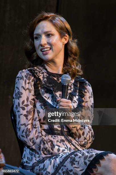 Ellie Kemper speaks onstage at Universal Television's FYC @ UCB "Unbreakable Kimmy Schmidt" at UCB Sunset Theater on June 1, 2018 in Los Angeles,...