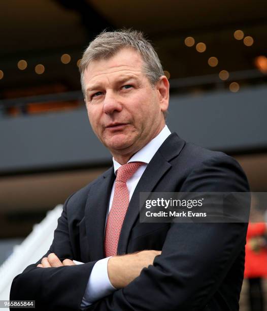 Trainer Kris Lees looks on after winning race 6 with Princess Posh during Sydney Racing at Rosehill Gardens on June 2, 2018 in Sydney, Australia.