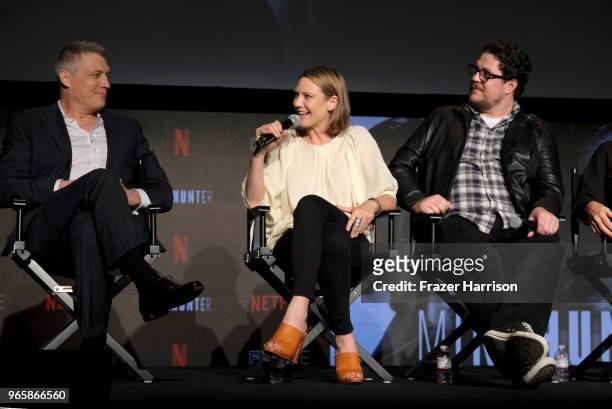 Holt McCallany, Anna Torv, Cameron Britton attends Netflix's "Mindhunter" FYC Event at Netflix FYSEE At Raleigh Studios on June 1, 2018 in Los...