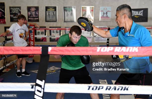 Jeff Horn trains in preperation for this world title fight on June 9 against Terence Crawford, on June 1, 2018 in Las Vegas, Nevada.