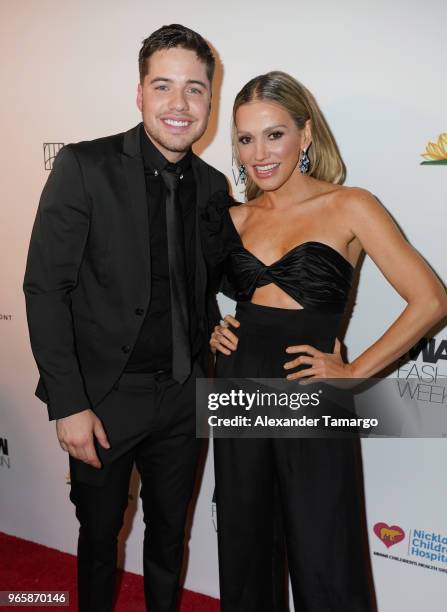 William Valdes and Fanny Lu are seen at the Miami Fashion Week 2018 Benefit Gala on June 1, 2018 in Miami, Florida.