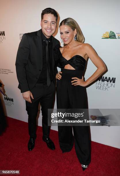 William Valdes and Fanny Lu are seen at the Miami Fashion Week 2018 Benefit Gala on June 1, 2018 in Miami, Florida.