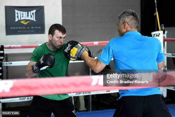 Jeff Horn trains in preperation for his world title fight on June 9 against Terence Crawford, on June 1, 2018 in Las Vegas, Nevada.