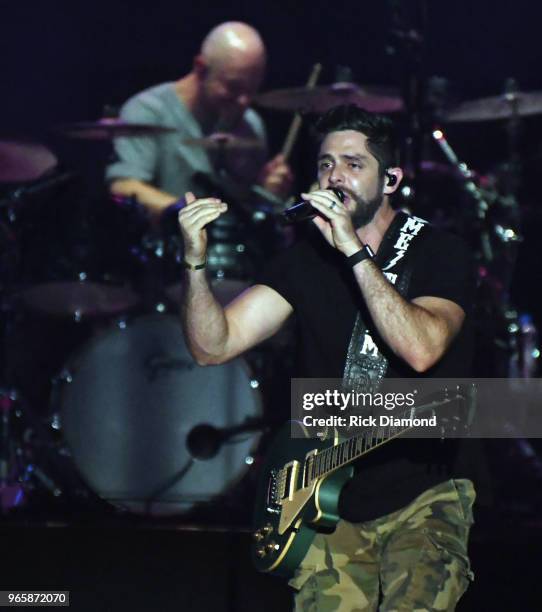 Thomas Rhett performs during Pepsi's Rock The South Festival - Day 1 at Heritage Park on June 1, 2018 in Cullman, Alabama.