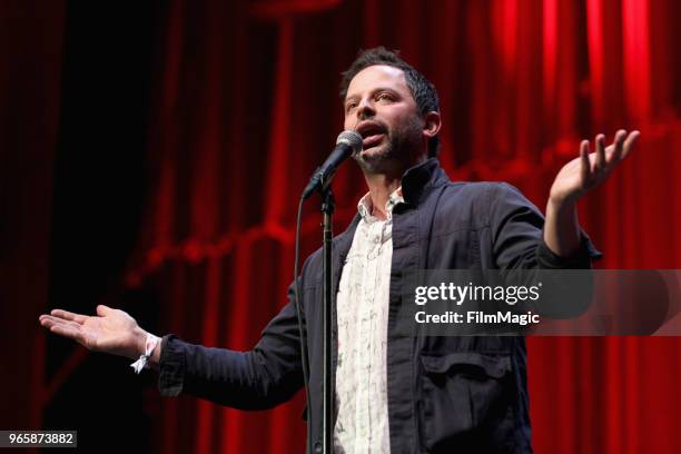 Nick Kroll performs on the Bill Graham Stage during Clusterfest at Civic Center Plaza and The Bill Graham Civic Auditorium on June 1, 2018 in San...