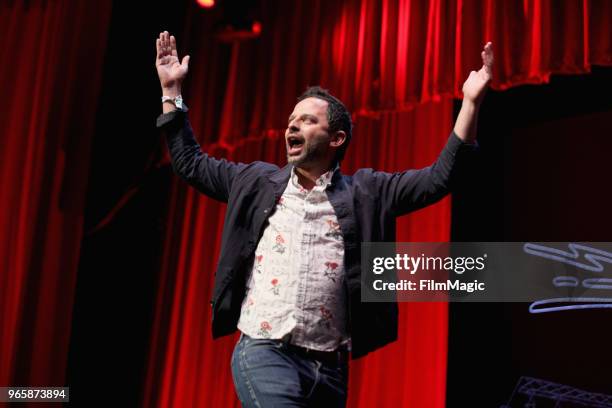 Nick Kroll performs on the Bill Graham Stage during Clusterfest at Civic Center Plaza and The Bill Graham Civic Auditorium on June 1, 2018 in San...