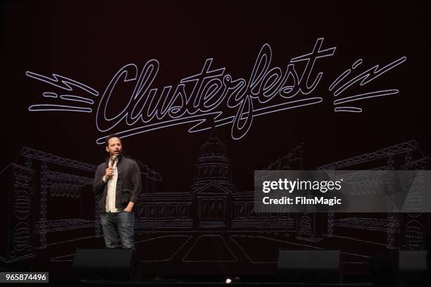 Nick Kroll performs on the Bill Graham Stage during Clusterfest at Civic Center Plaza and The Bill Graham Civic Auditorium on June 1, 2018 in San...