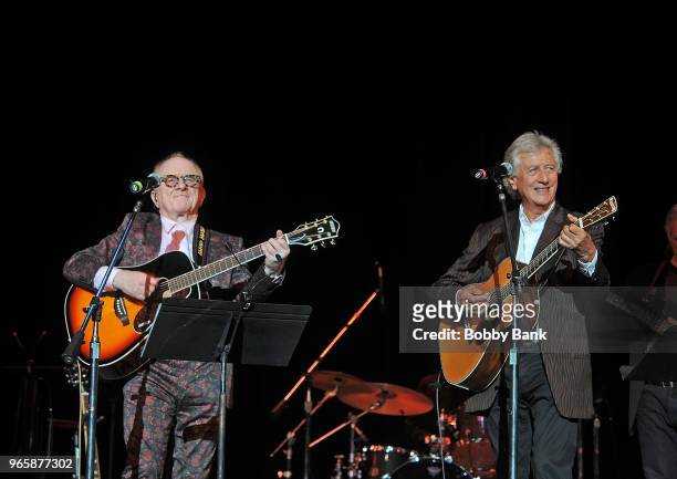 Jeremy Clyde of Chad & Jeremy with Peter Asher of Peter & Gordon perform together for the first time at Cousin Brucie's British Invasion 2018 at PNC...