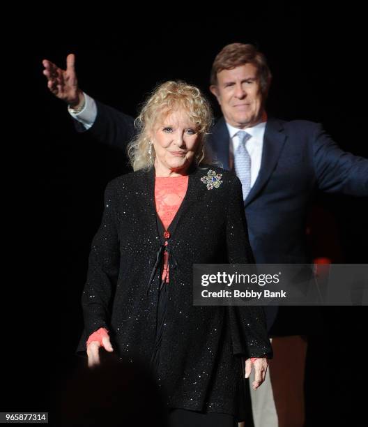 Petula Clark and "Cousin" Bruce Morrow at Cousin Brucie's British Invasion 2018 at PNC Bank Arts Center on June 1, 2018 in Holmdel, New Jersey.