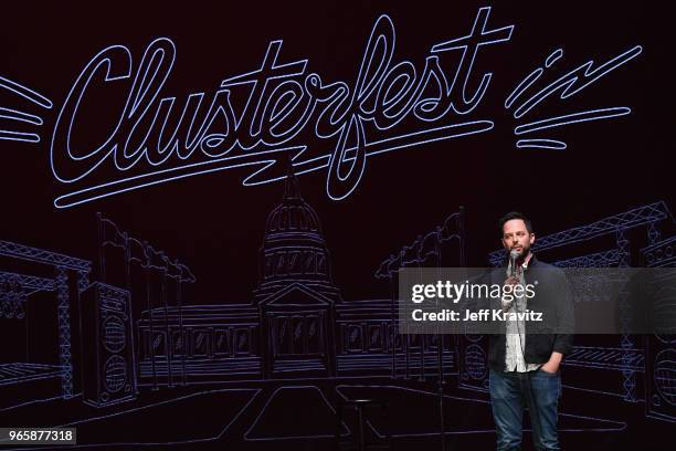 Nick Kroll performs on the Bill Graham Stage during Clusterfest at Civic Center Plaza and The Bill Graham Civic Auditorium on June 1, 2018 in San...