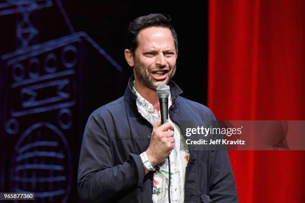 Nick Kroll performs on the Bill Graham Stage during Clusterfest at Civic Center Plaza and The Bill Graham Civic Auditorium on June 1, 2018 in San...