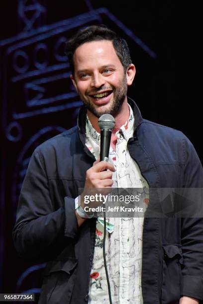 Nick Kroll performs on the Bill Graham Stage during Clusterfest at Civic Center Plaza and The Bill Graham Civic Auditorium on June 1, 2018 in San...