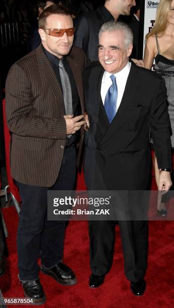 Bono and Martin Scorsese arrive to the New York Premiere of "The Departed" held at the Ziegfeld Theater, New York City BRIAN ZAK.