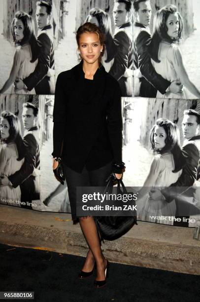 Jessica Alba arrives at the premiere of the Johnny Cash biopic "Walk The Line", held at the Beacon Theatre, New York City BRIAN ZAK.