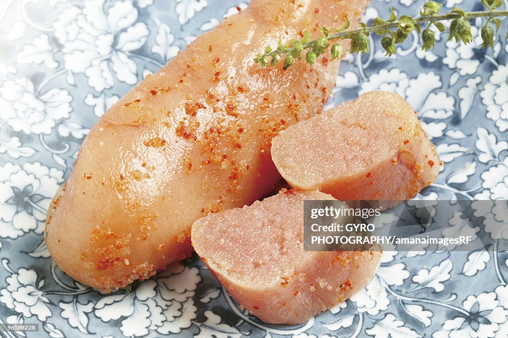Salmon roe seasoned with red pepper