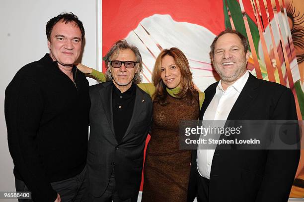 Director Quentin Tarantino, actor Harvey Keitel, Daphna Kastner and producer Harvey Weinstein attend a luncheon celebrating INGLOURIOUS BASTERDS at...