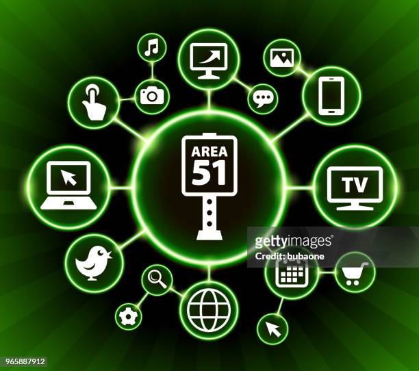illustrations, cliparts, dessins animés et icônes de zone 51 signe internet communication technologie boutons foncé fond - area 51