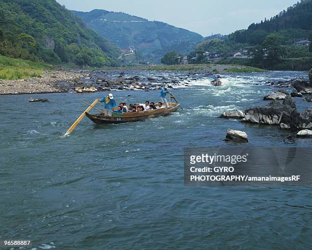 kuma river-rafting, kumamoto prefecture, japan - kumamoto prefecture stock pictures, royalty-free photos & images