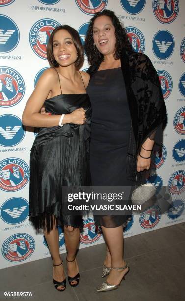 Actress Rosario Dawson with mother Isabella Dawson attend the 1st Year Anniversary of "Voto Latino" at Emporio Armani Boutique at Madison Avenue in...