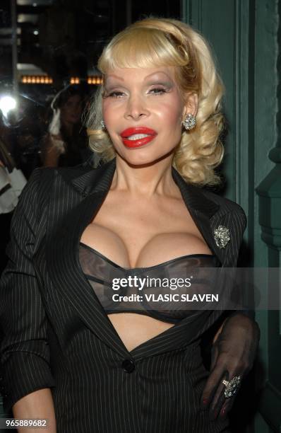Amanda Lepore arrives at "Waist Down - Skirts by Miuccia Prada", Prada's unique exhibition opening with party at Soho Epicenter store, in New York,...