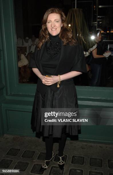 Glenda Bailey, editor-in-chief of Harper's Bazaar, arrives at "Waist Down - Skirts by Miuccia Prada", Prada's unique exhibition opening with party at...