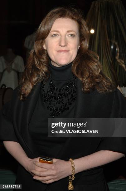 Glenda Bailey, editor-in-chief of Harper's Bazaar, arrives at "Waist Down - Skirts by Miuccia Prada", Prada's unique exhibition opening with party at...