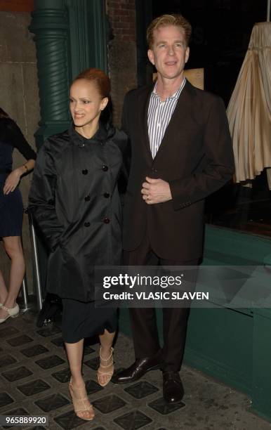 Actor Mathew Modine and wife Caridad Rivera arrive at "Waist Down - Skirts by Miuccia Prada", Prada's unique exhibition opening with party at Soho...