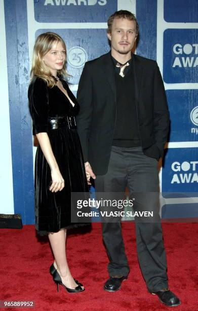 New York, NY - NOV. 30, 2005: Actor Heath Ledger and girlfriend Michelle Williams attend the IFP's 15th Annual Gotham Awards, which celebrates the...