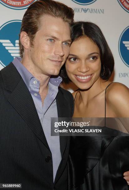 Actors Jason Lewis and Rosario Dawson attend the 1st Year Anniversary of "Voto Latino" at Emporio Armani Boutique at Madison Avenue in New York, NY...