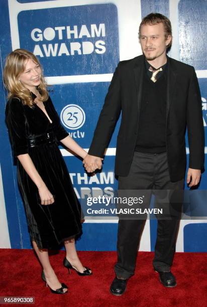 New York, NY - NOV. 30, 2005: Actor Heath Ledger and girlfriend Michelle Williams attend the IFP's 15th Annual Gotham Awards, which celebrates the...