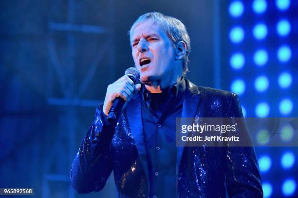 Michael Bolton performs with The Lonely Island on the Colossal Stage during Clusterfest at Civic Center Plaza and The Bill Graham Civic Auditorium on...