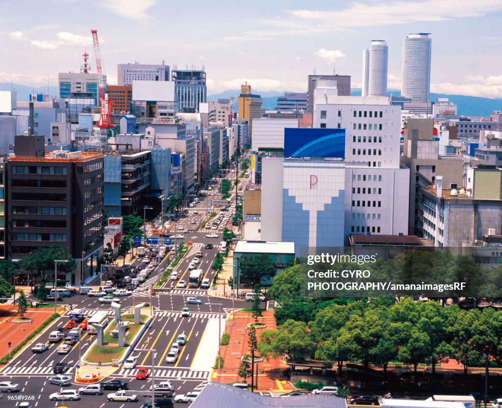 Street and buildings in Naka-ku, Nagoya, Aichi Prefecture, Japan