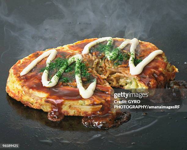 japanese pancake - okonomiyaki stock pictures, royalty-free photos & images