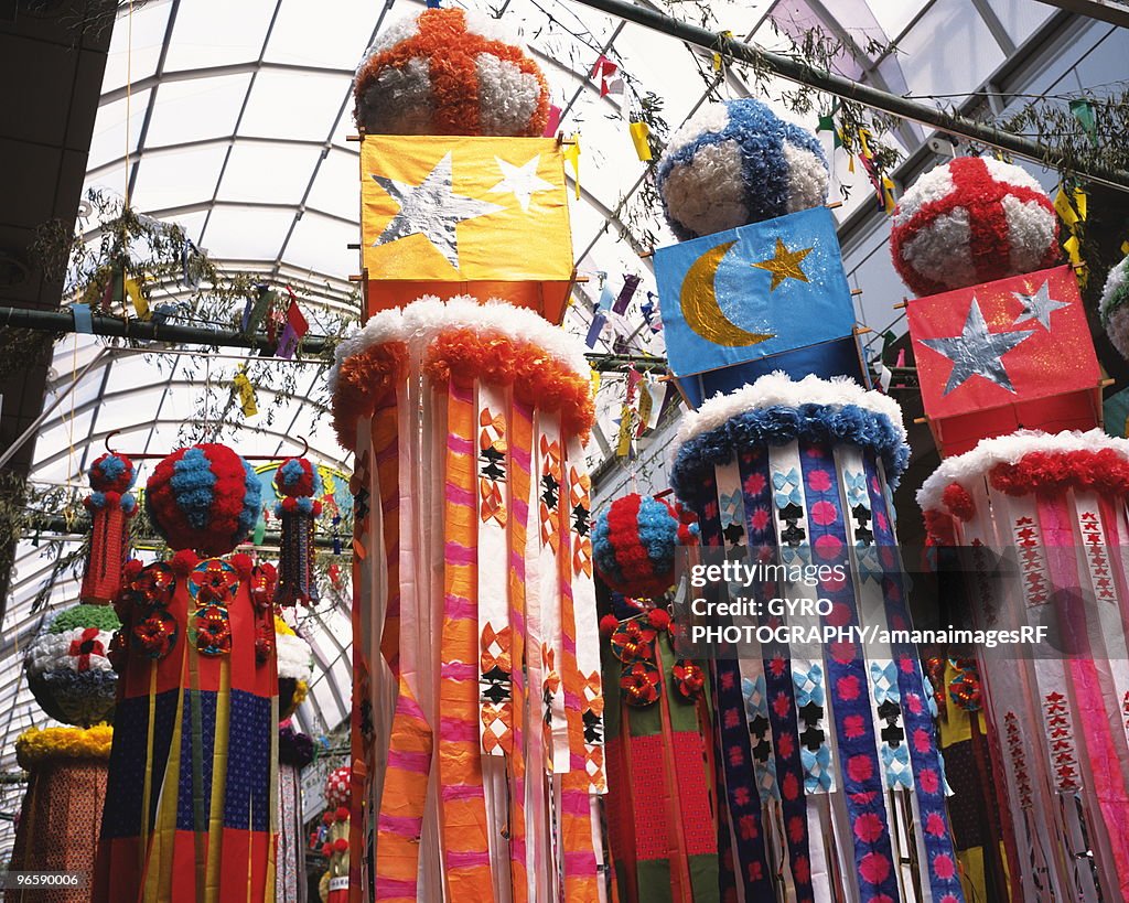 Ornaments for Tanabata festival, Sendai city, Miyagi prefecture, Japan