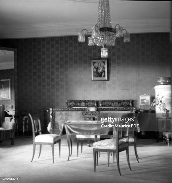 The apartments of Marshall PETAIN in Hohenzollern Castle at Sigmaringen, Germany on April 23, 1945. Les appartements du Maréchal PETAIN dans le...