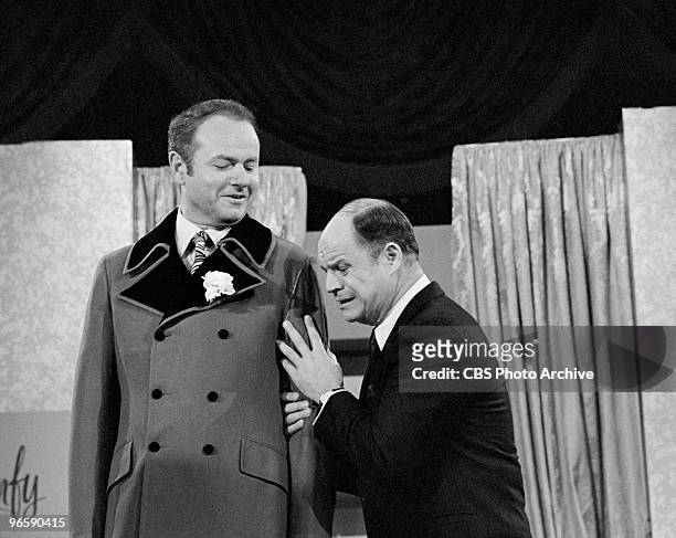 American comedians Harvey Korman and Don Rickles perform in a skit on an episode of the television comedy & variety program 'The Carol Burnett Show,'...