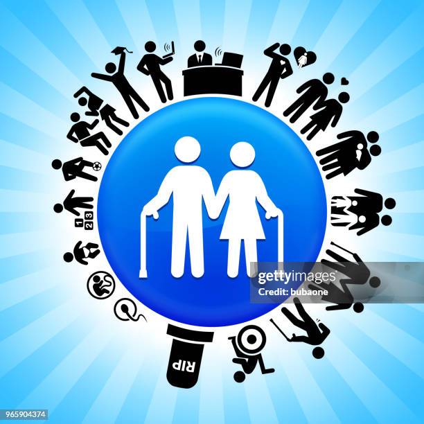 alten paar lifecycle phasen des lebens hintergrund - lebenszyklus stock-grafiken, -clipart, -cartoons und -symbole