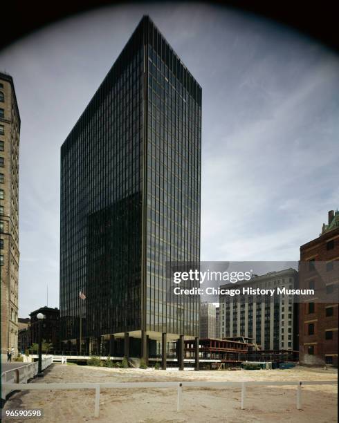 View of One Charles Center office building in Baltimore, Maryland, designed by Mies van der Rohe and built as a reinforced concrete structure at 100...