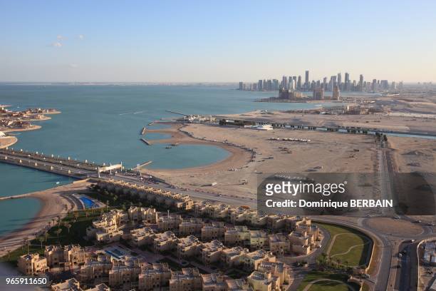 View of West Bay and Pearl Doha is Built on the cost of Arabic sea.